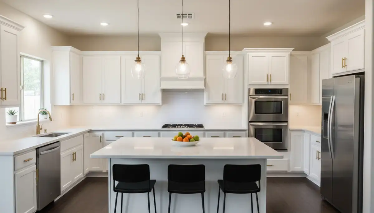 Finished kitchen cabinet refinishing with smooth modern paint by house painters in Chandler, AZ