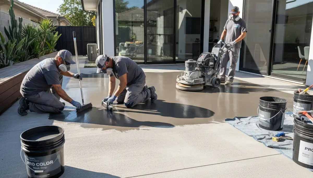 Professional concrete staining on a Chandler AZ patio with UV-resistant desert-ready finish