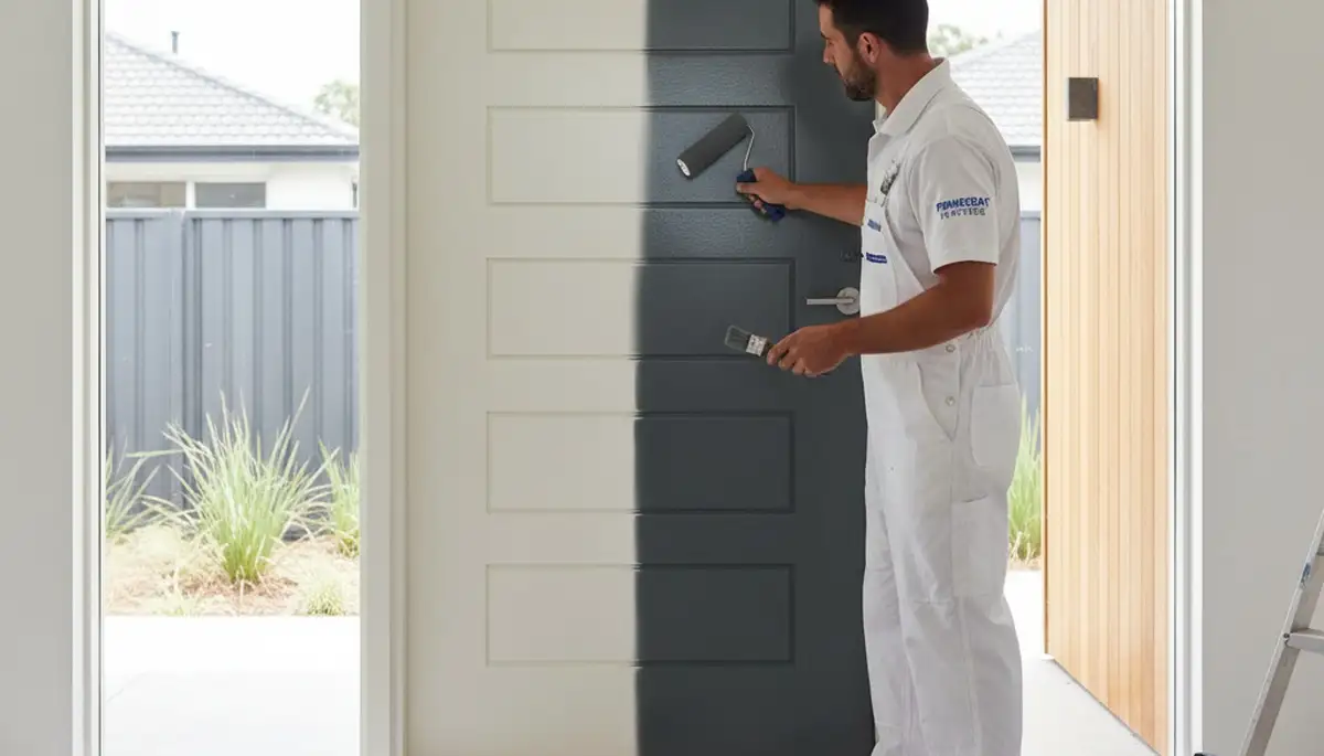 Professional door painting in Chandler, AZ showing expert entry door refinishing for desert durability