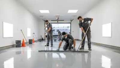 Epoxy floor coating in Chandler AZ garage with durable, glossy finish by local painting professionals