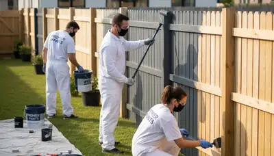 Professional fence painting in Chandler AZ protecting wood from sun and weather damage