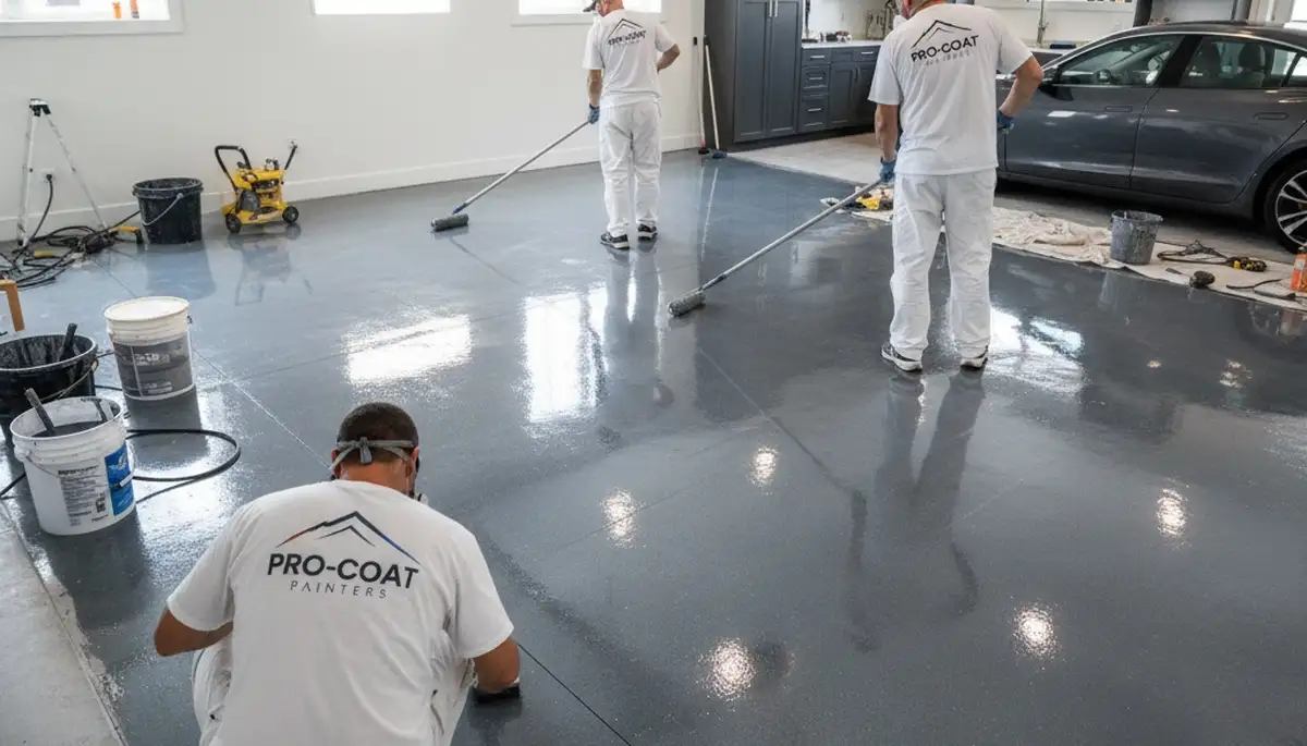 Professional epoxy garage floor coating in Chandler, AZ by local house painters