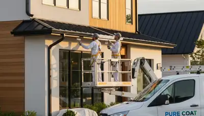 Professional gutter painting on a Chandler, AZ home exterior by expert house painters