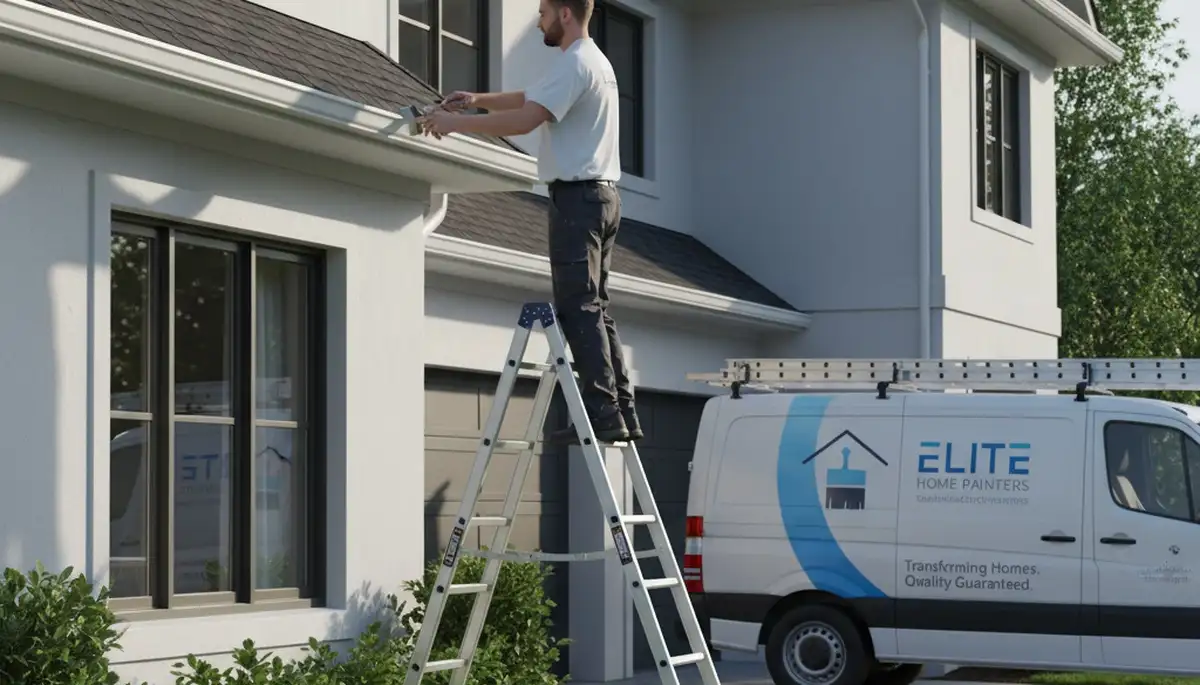 Professional gutter painting on a Chandler AZ home exterior by expert house painters