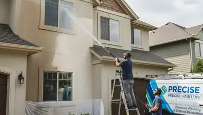 Professional pressure cleaning on stucco home exterior in Chandler, AZ by Desert Surface Restoration