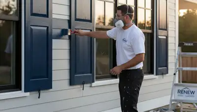 Professional shutter painting on a Chandler AZ home with UV-resistant finish by local expert painters