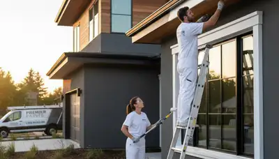 Professional trim and fascia painting on a Chandler AZ home exterior by expert house painters