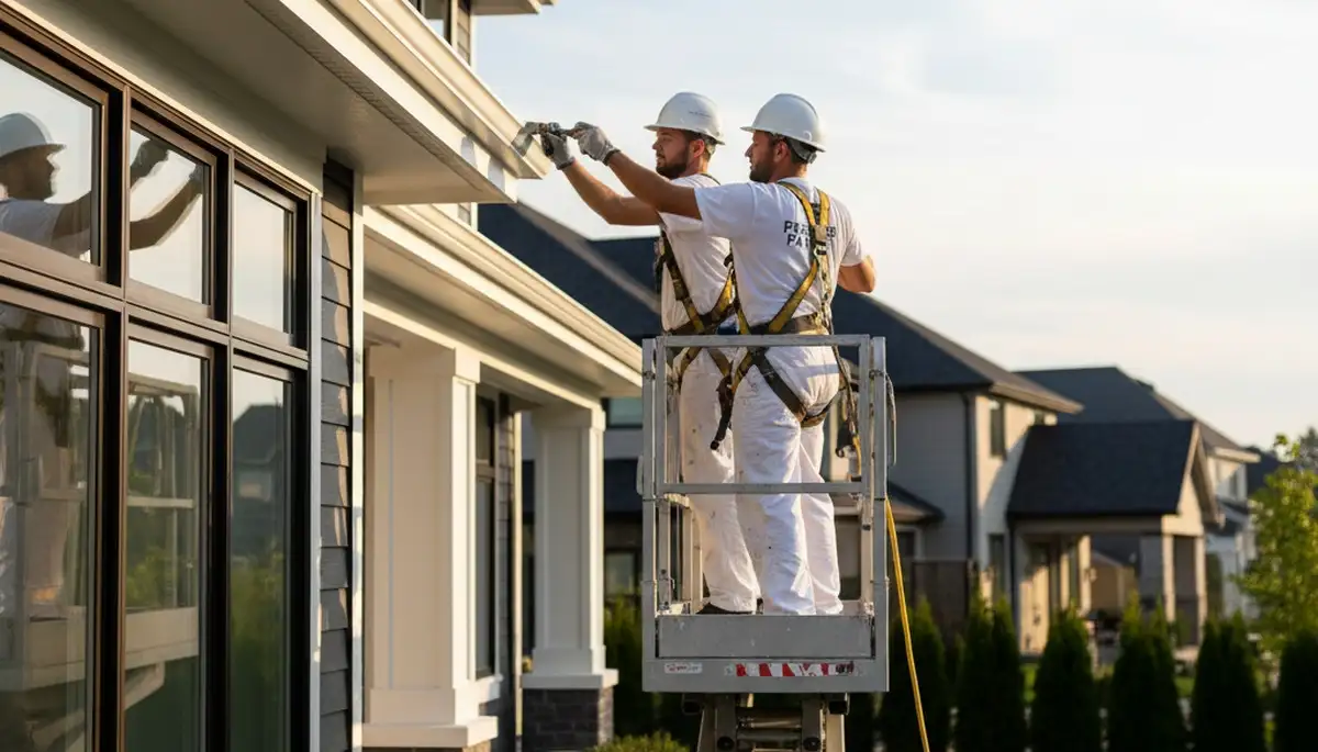 Professional trim and fascia painting on a Chandler AZ home exterior by expert house painters